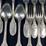 Christofle cutlery set silver metal Empire large cutlery and desserts, spoons