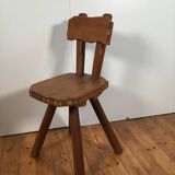 solid oak brutalist organically shaped chair