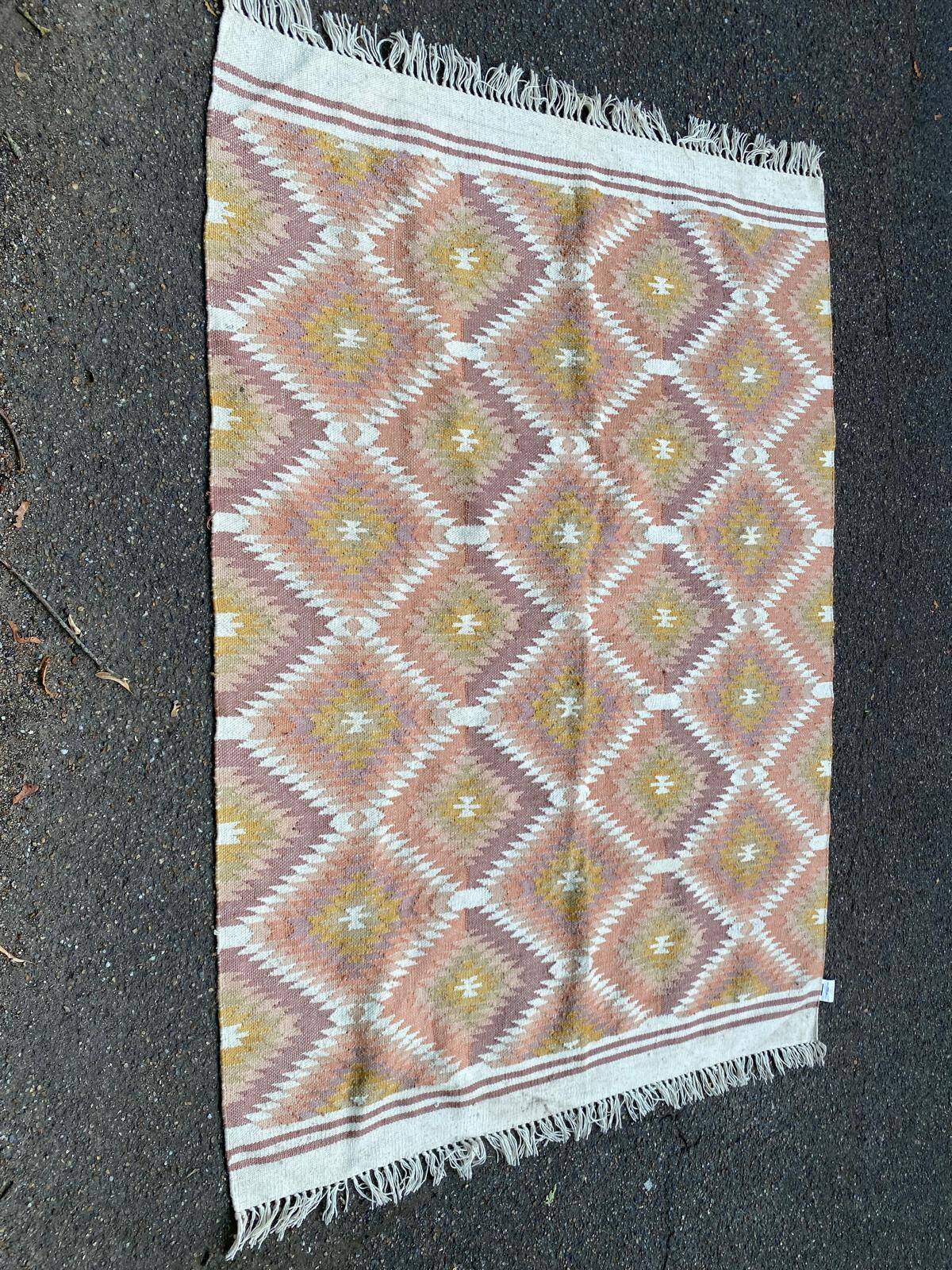 Tapis tissé laine et jute multicolore 140x200