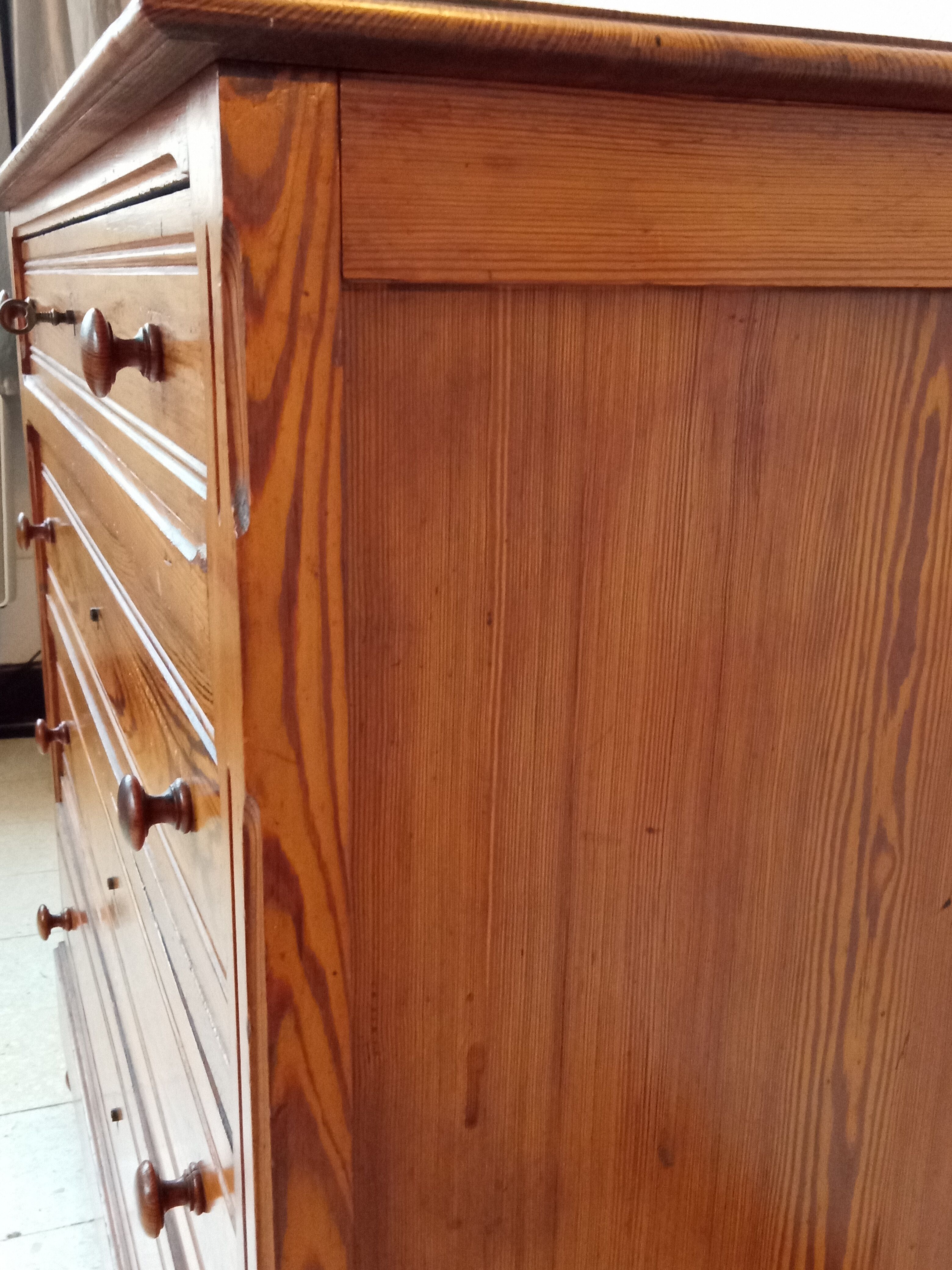 Antique pitchpin chest of drawers