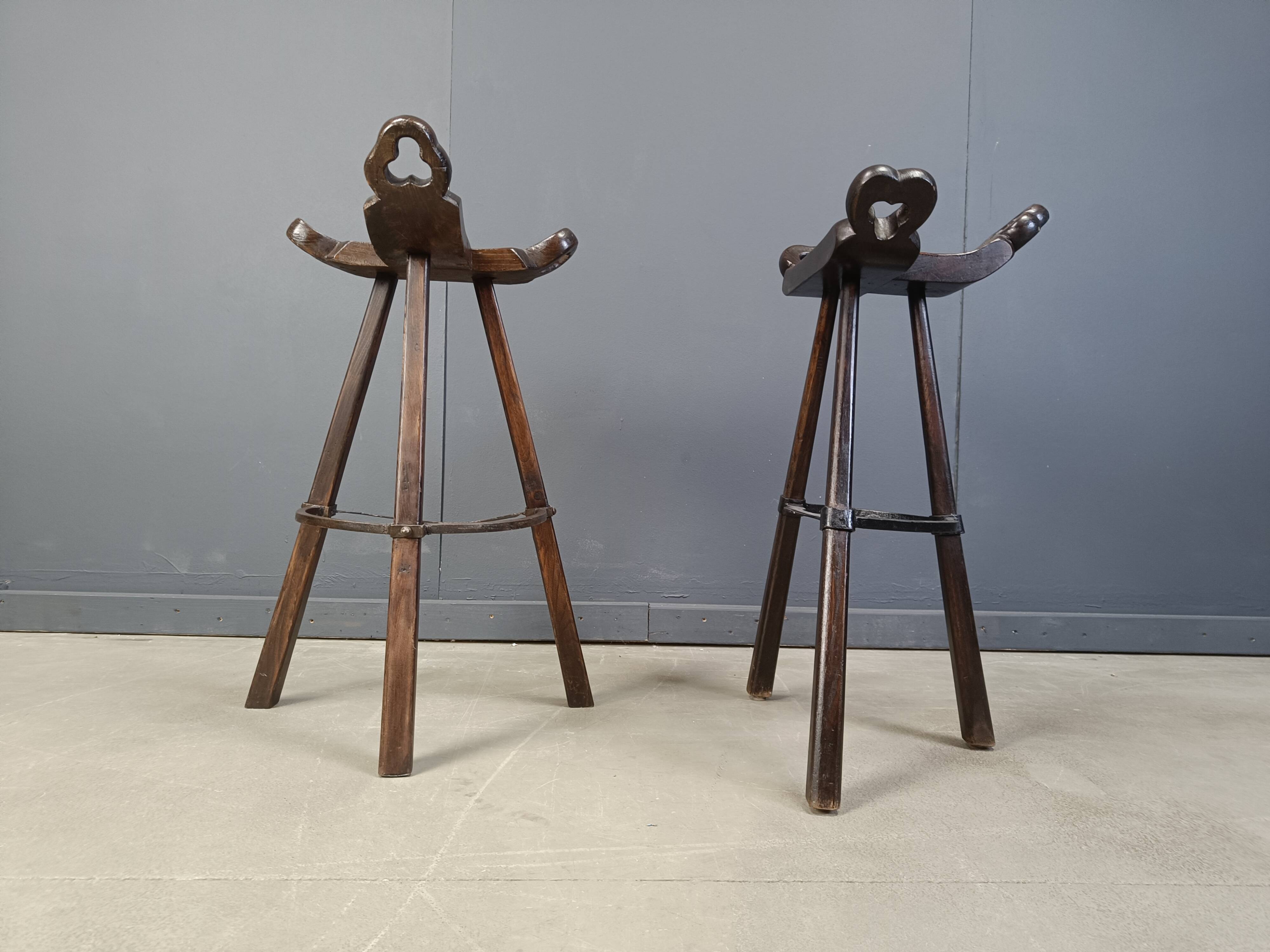 Mid century brutalist bar stools - set of 6, 1960s