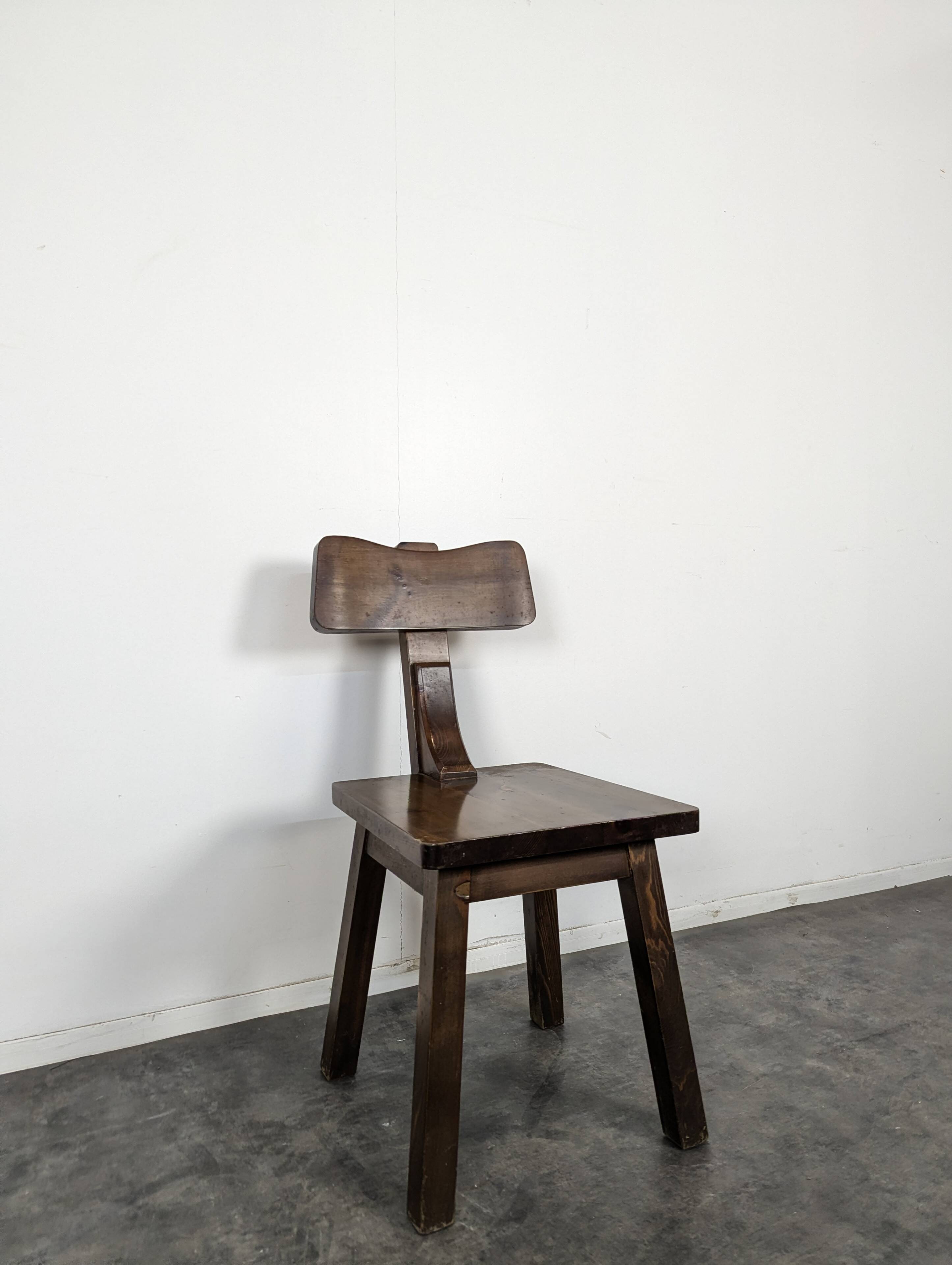 6 brutalist chairs in solid elm