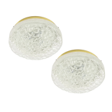 Pair of Large Murano Ice Glass Ceiling Lights from Doria, 1960s