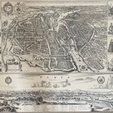 Framed 19th century map of Paris