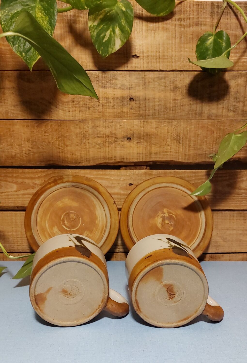 Duo mug/Vintage dessert plate "La Colombe" Ceramic