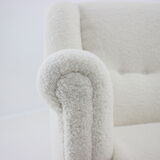 1940s 2-Seater Sofa in Sheepskin Fabric, Czechoslovakia