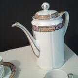 Fine porcelain coffee service art deco 21 pieces Limoges