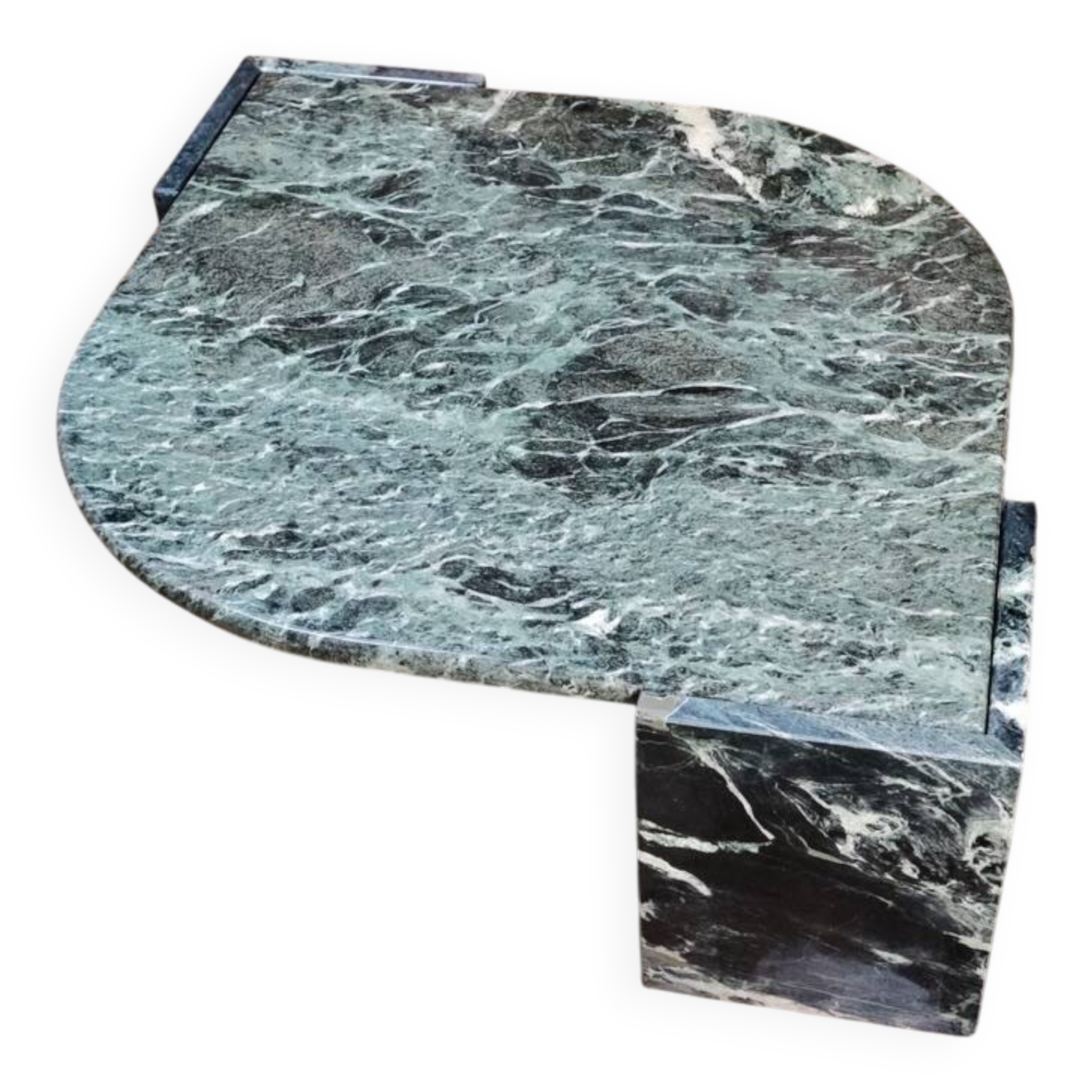 Emerald green marble "eye" coffee table, Roche Bobois, France, 1970s