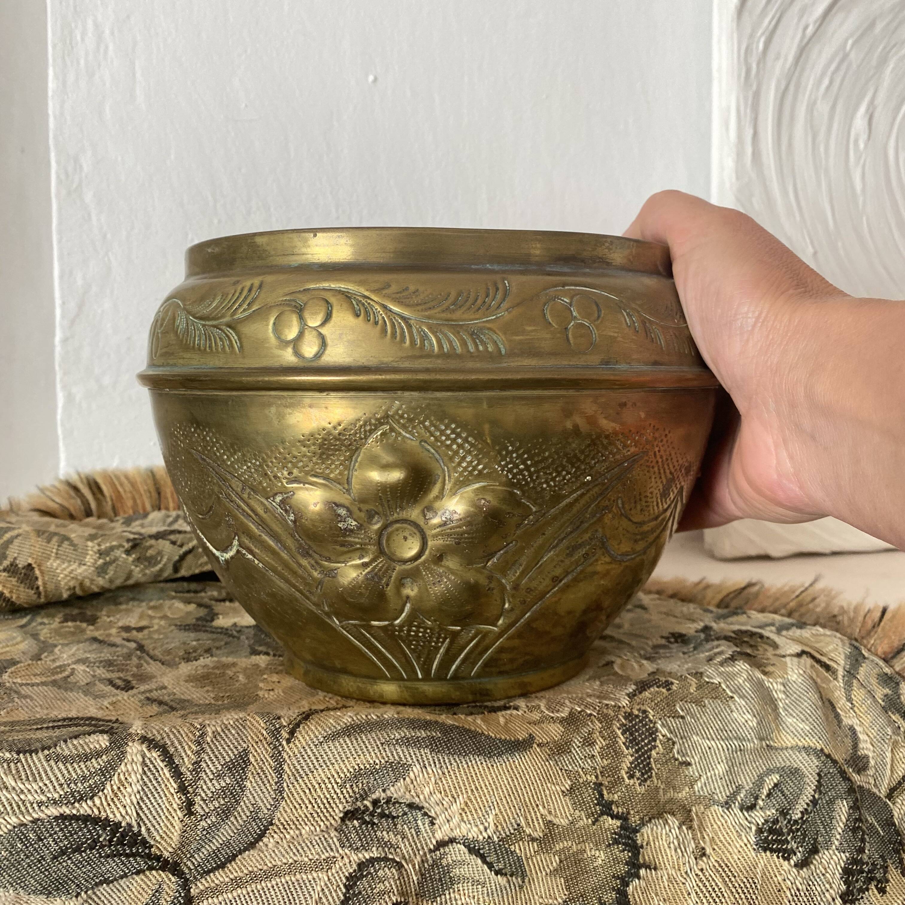 Gilded brass flowerpot