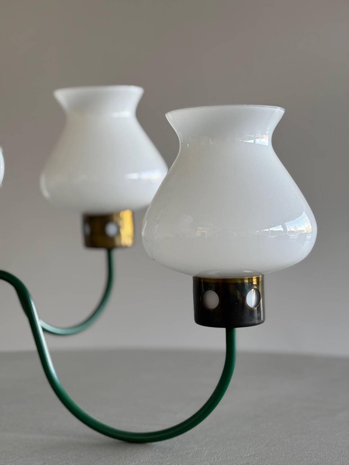 1960s vintage chandelier with opaline lampshade