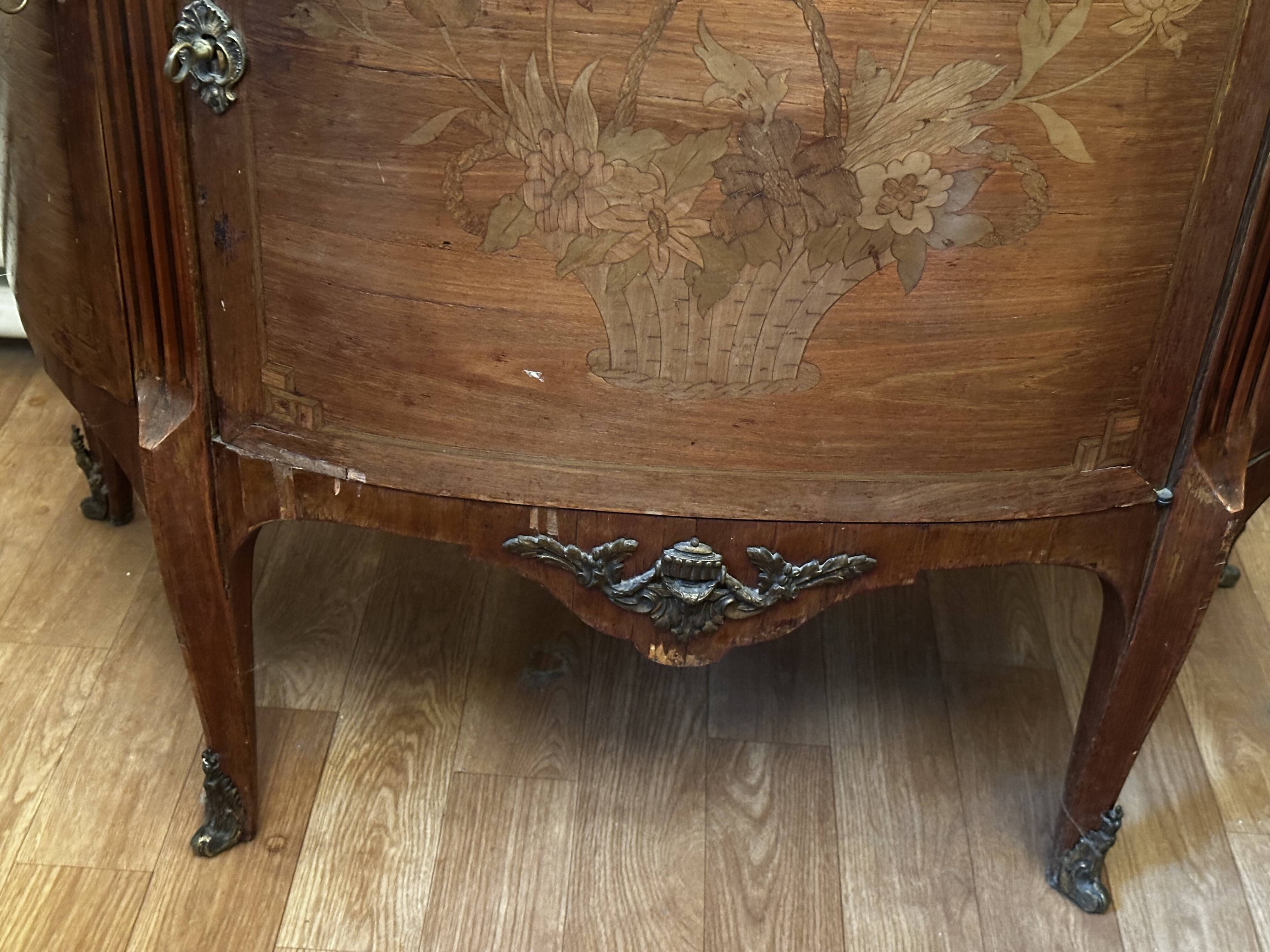 Louis XVI Style Half-Moon Chest of Drawers with Marquetry
