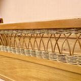 Lit vintage pour enfant - en rotin et bois - 1960