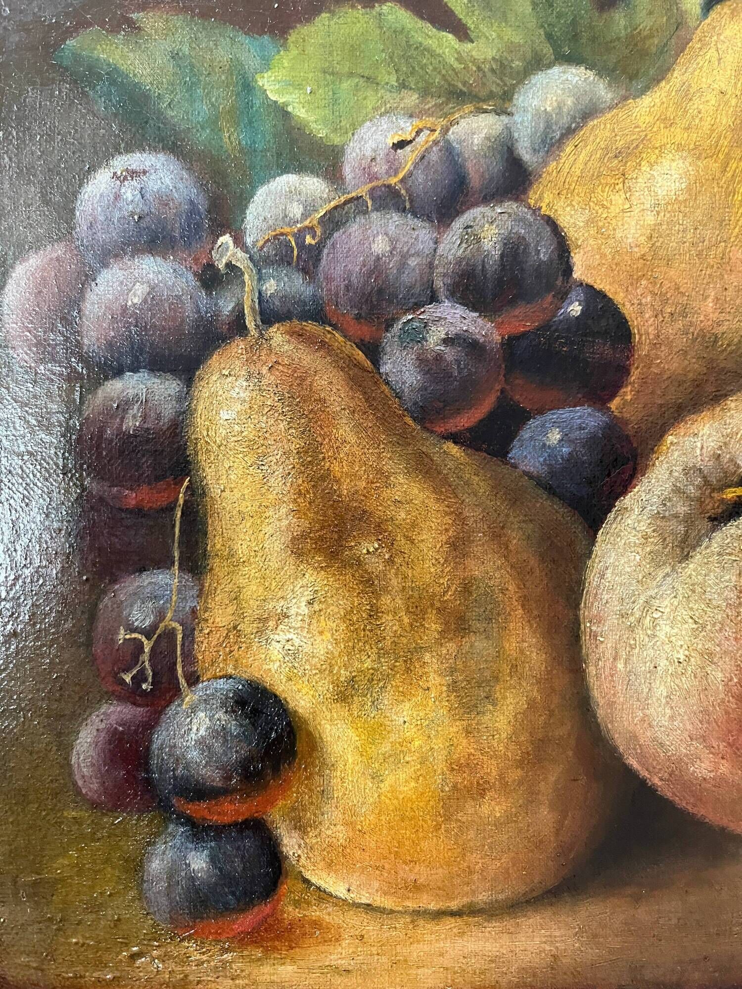 Antique oil painting on canvas "Still Life with Fruit" signed O. Leblond 1922