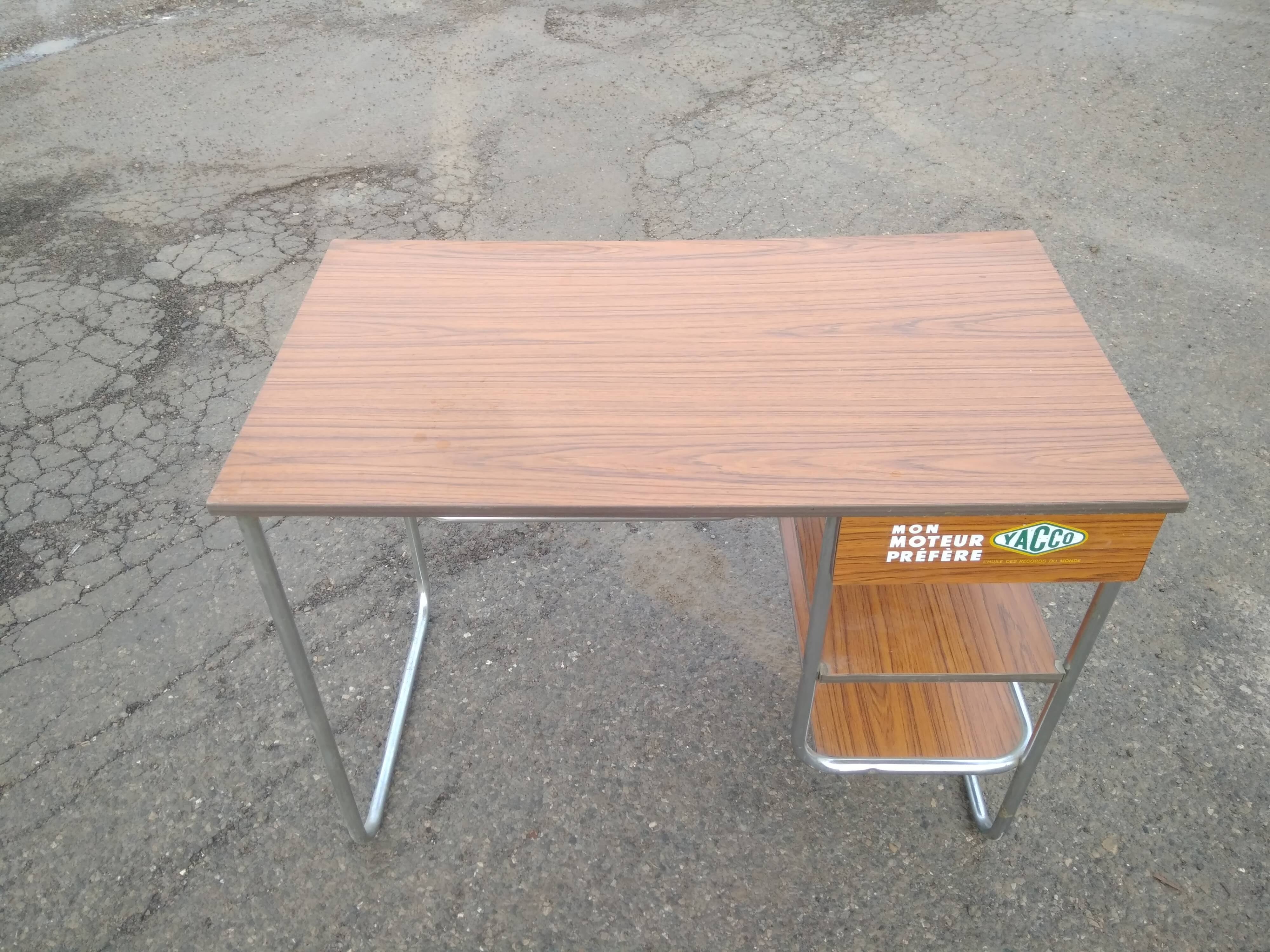 Modernist desk in Formica on tubular metal structure - 60s