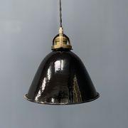 Small size black enamel hanging lamp with brass fixture