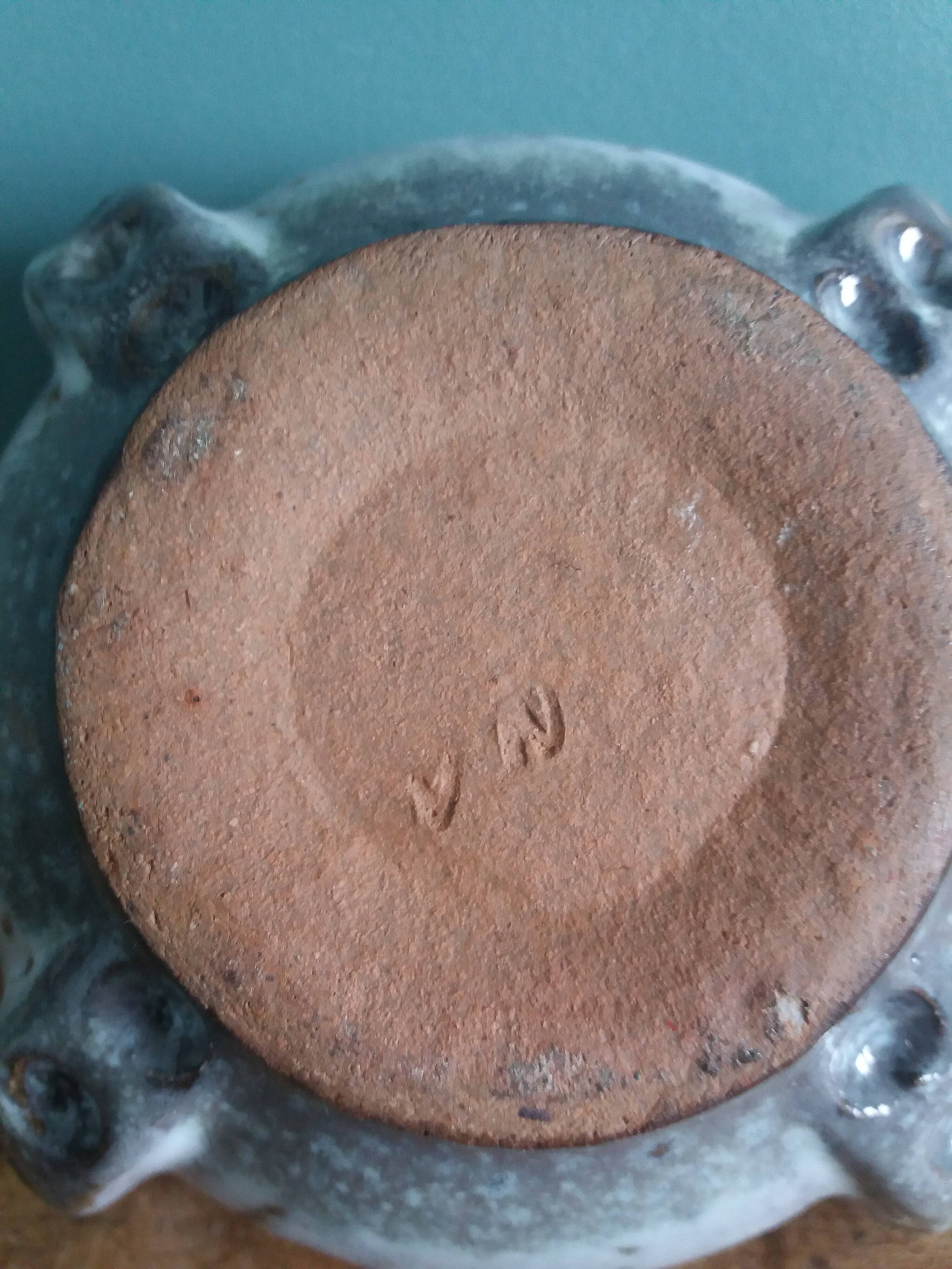 Mortar, ashtray, empty pocket, stoneware signed Les poteries de la Vallée Noire