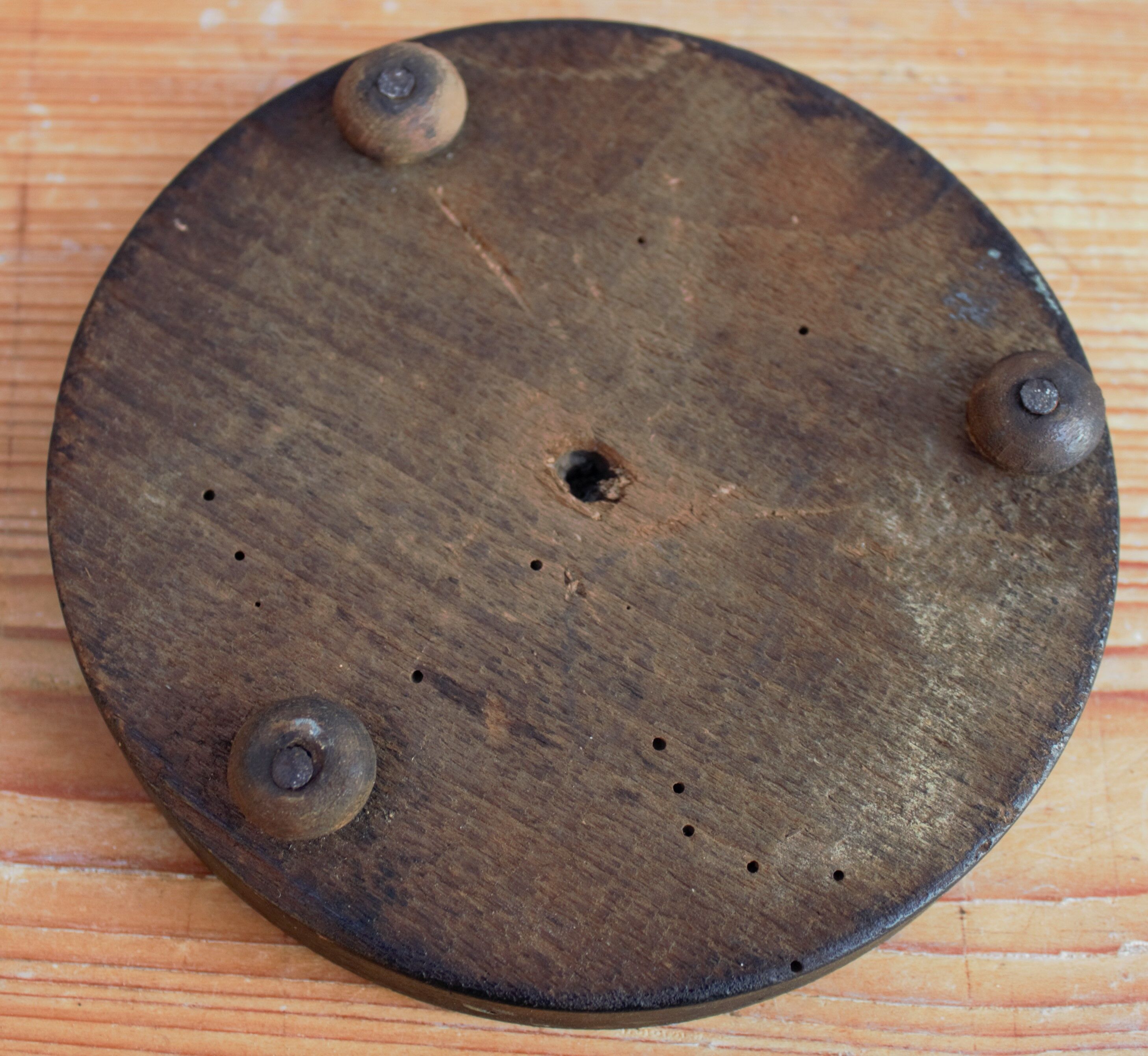 Old glass globe with black foot 17 cm high