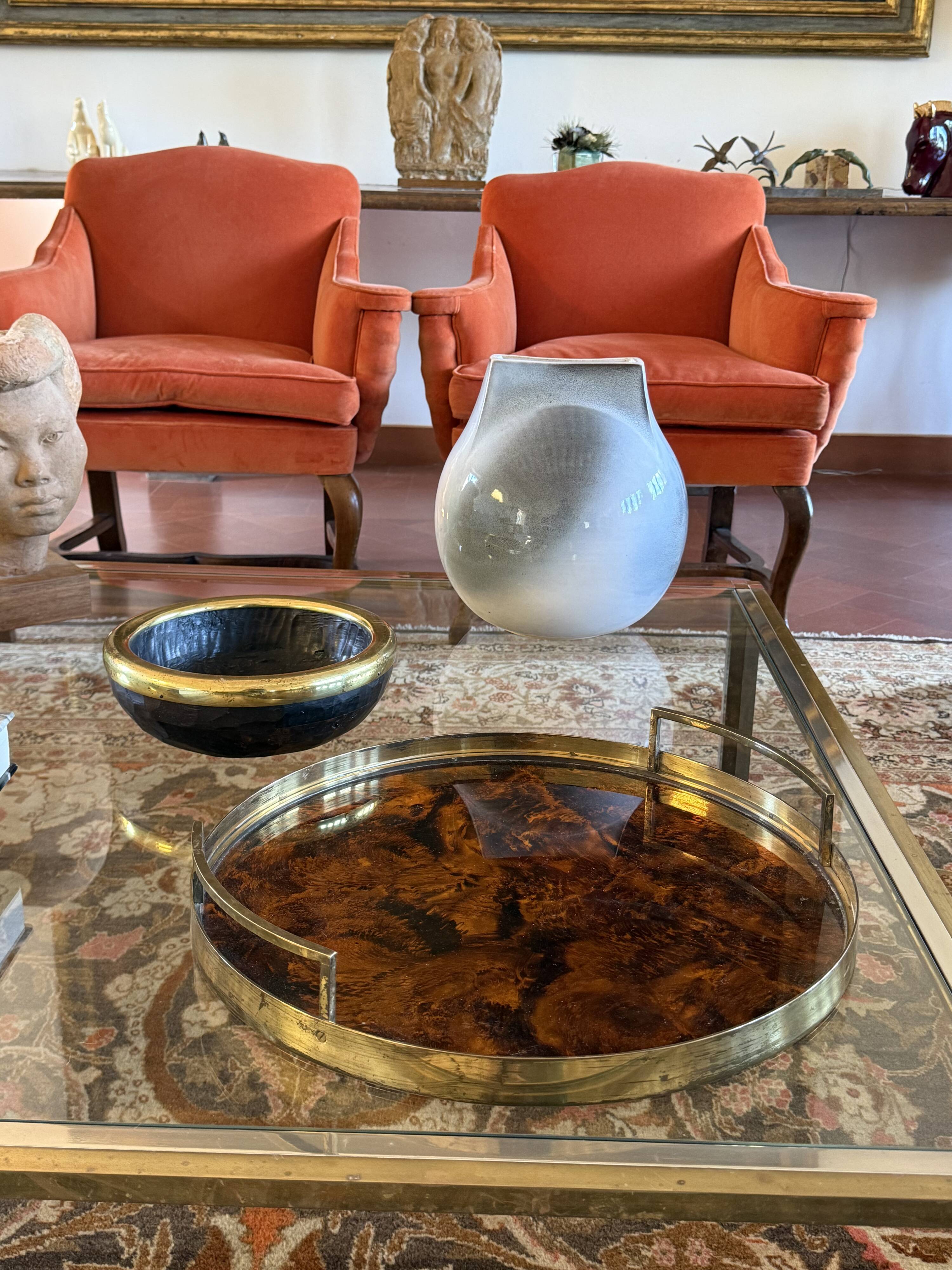 Hollywood regency round tray, Italy 1970s