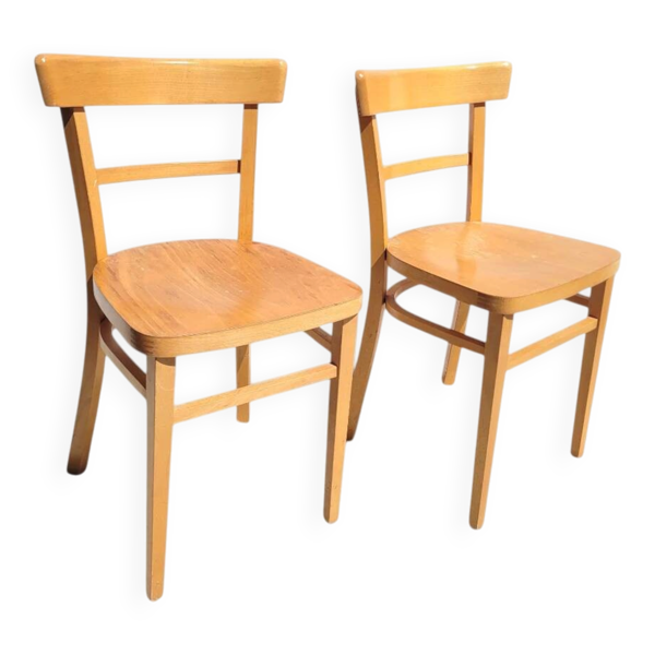 Paire de chaises bistrot en hêtre clair