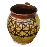 Early 20 th Century Glazed Rustic Terracotta Vase Romanian Traditional Oltenia