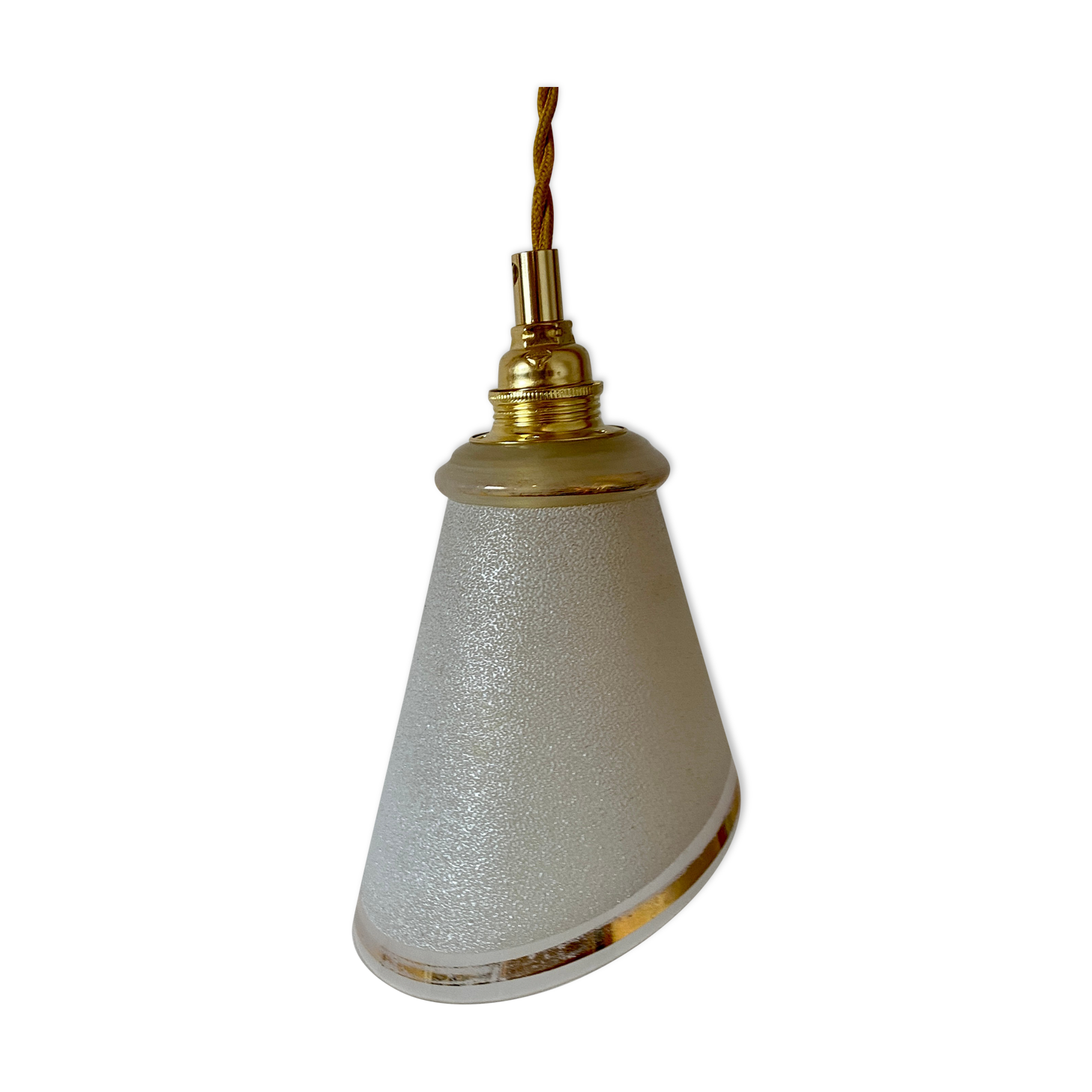 Baladeuse tulipe vintage en verre sablé blanc