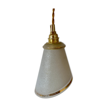 Baladeuse tulipe vintage en verre sablé blanc