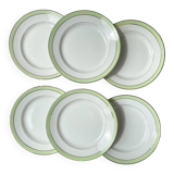 6 Vintage French Orchies "VILLARS" dinner plates 1950 white green gold