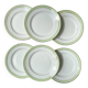 6 Assiettes plates vintage Française Orchies "VILLARS" 1950 blanche verte dorée