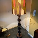 Brutalist Carved Wood Floor Lamp