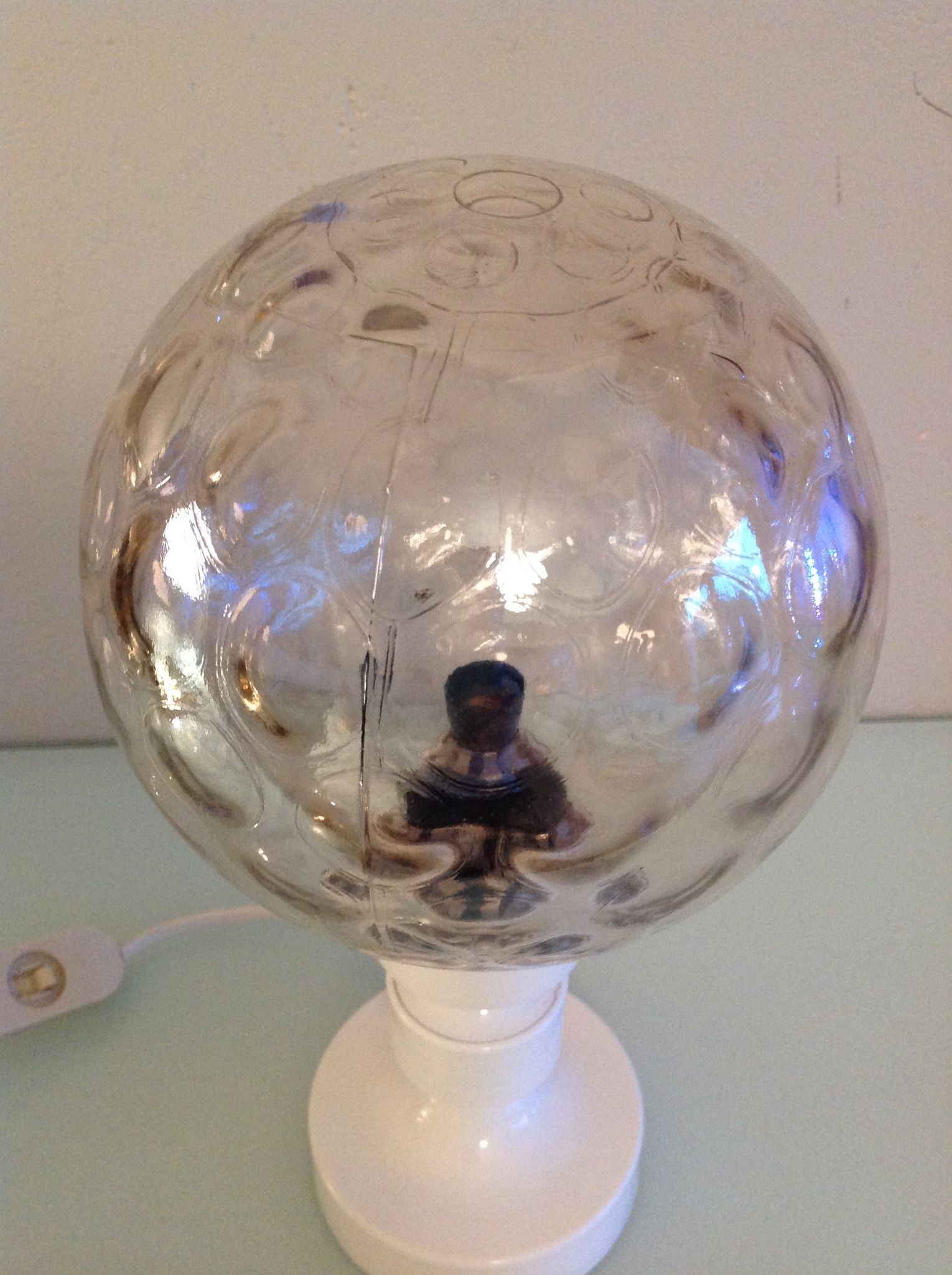 Bedside lamp globe in tinted glass / vintage 60s-70s