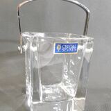 Crystal ice bucket from Sèvres, signed, vintage French design, ice bucket.