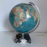 Globe terrestre, mappemonde Taride en verre et marbre, 1976