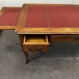 Louis XV Style Desk - Cherry Wood - Red Leather Top - with Extensions