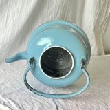 Large vintage kettle in blue enameled sheet metal