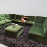 Canapé vintage modulable en velours "Green Spirit"