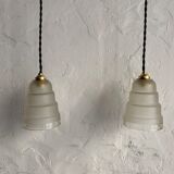 Lot 2 art-deco "skyscraper" hanging lamps