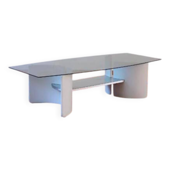 70s smoked glass coffee table