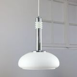 Mid-Century Danish Chrome & Opaline Pendant Lamp, 1960s