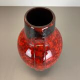 Pottery fat lava multi-color red black floor vase made by scheurich, 1970s