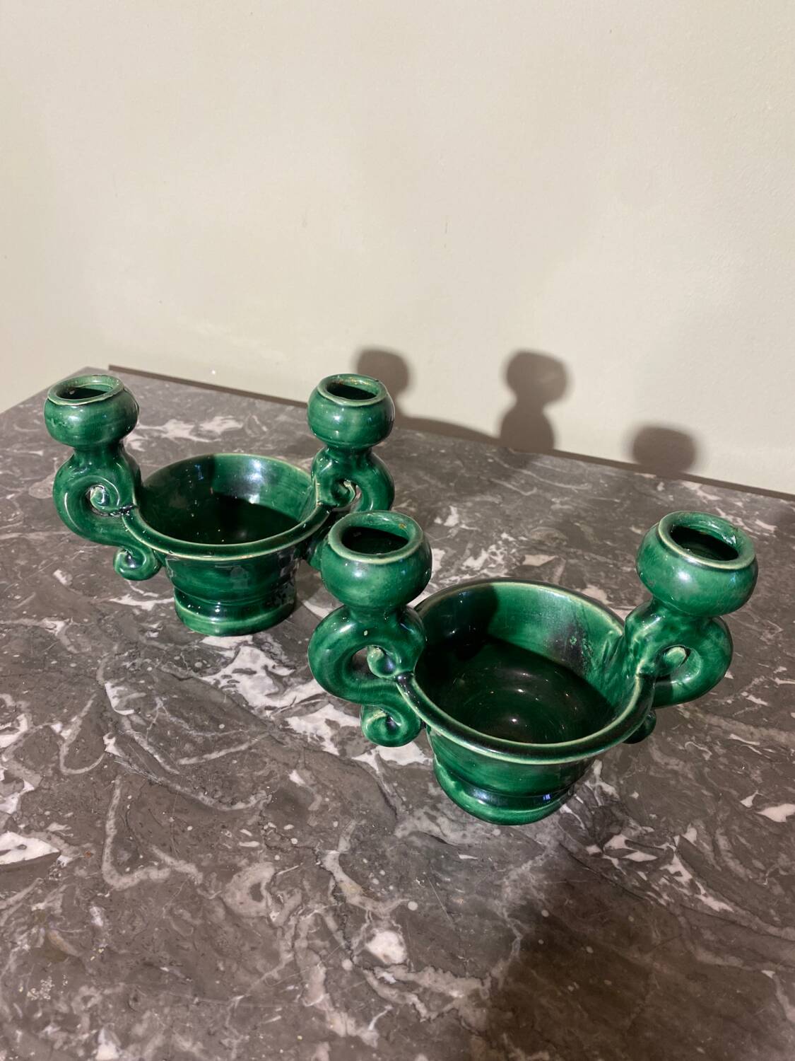 Pair of ceramic candlesticks