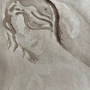 Signed watercolour monochrome painting of a female portrait "Hammam"
