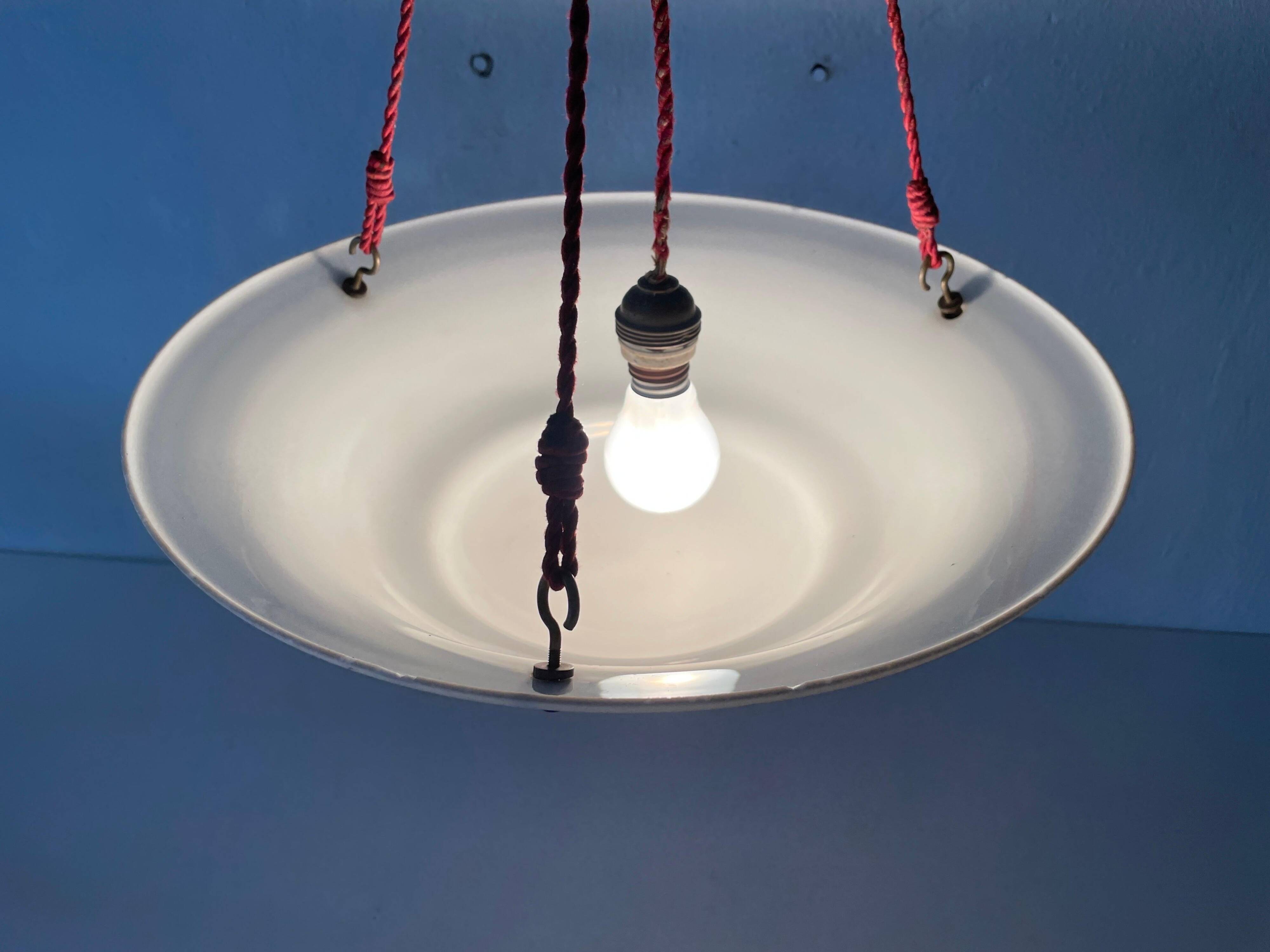 Art Deco suspended lamp in white marble-effect glass, 1940s, Germany.