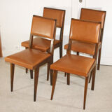 Set of four chairs in wood and leatherette
