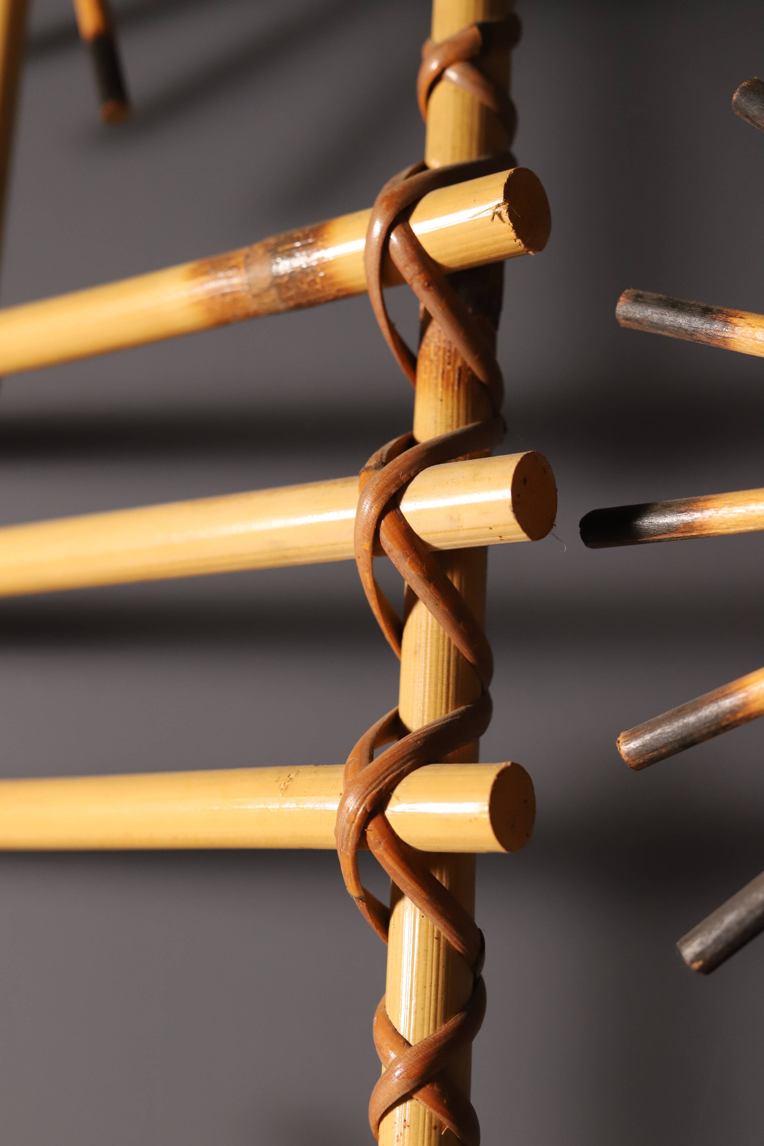 Rattan and Bamboo Room Divider with Sunbrust Accents, Czechoslovakia, 1960´s