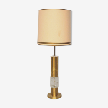 Lampe pied laiton et verre 1960