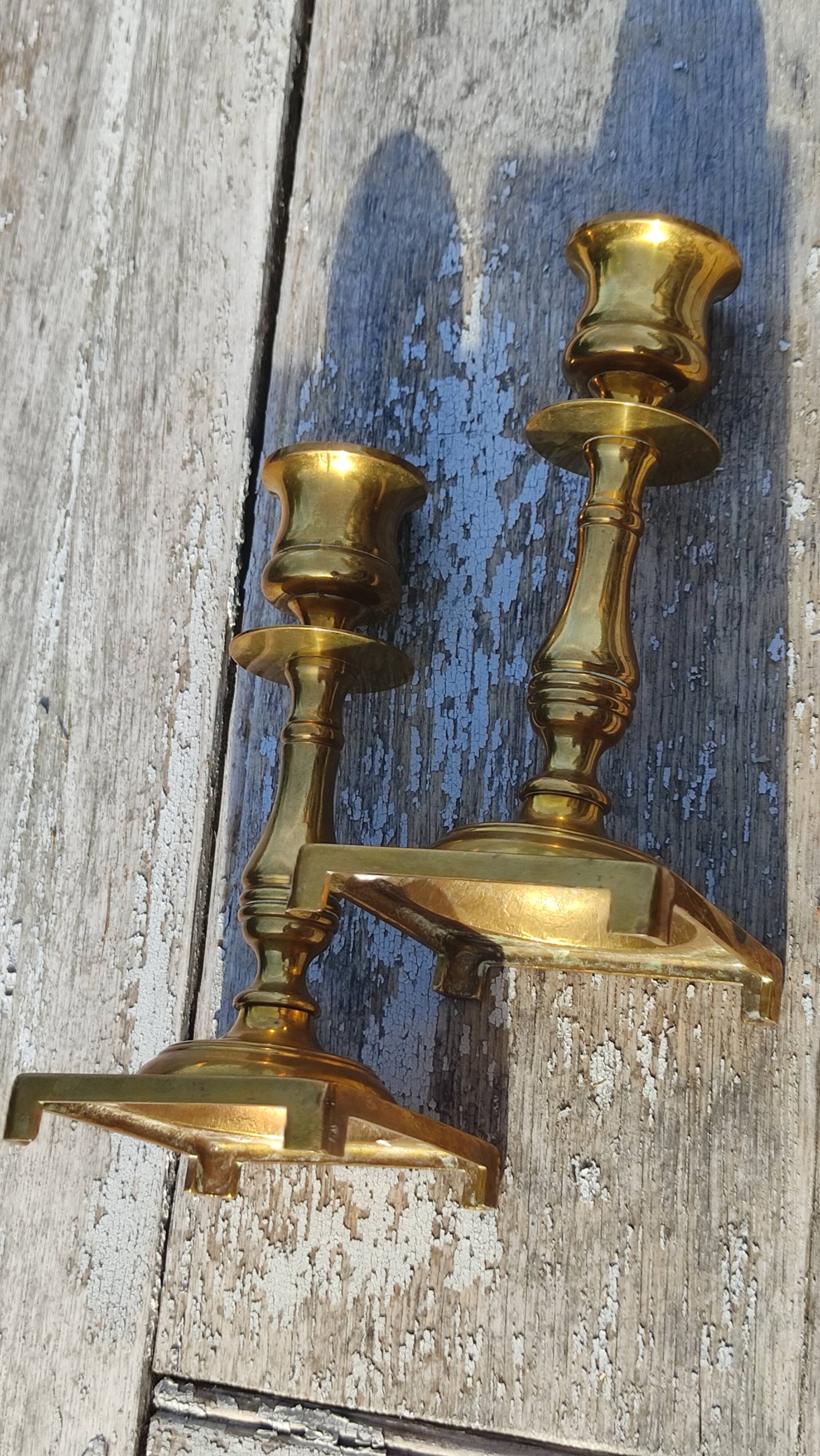 Pair of English golden candle holders