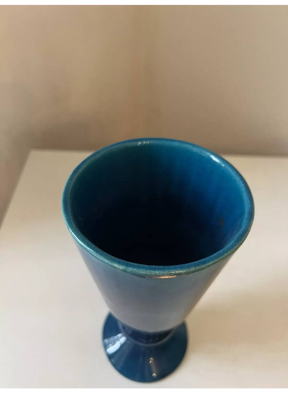 Blue ceramic glass vase/pot