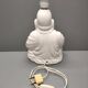Seated Buddha lamp base ~ glazed and gold white ceramic ~ 80s