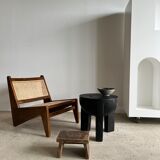 Monoxyl sofa end in black mango tree tripod half-sphere tray h:45 d:44