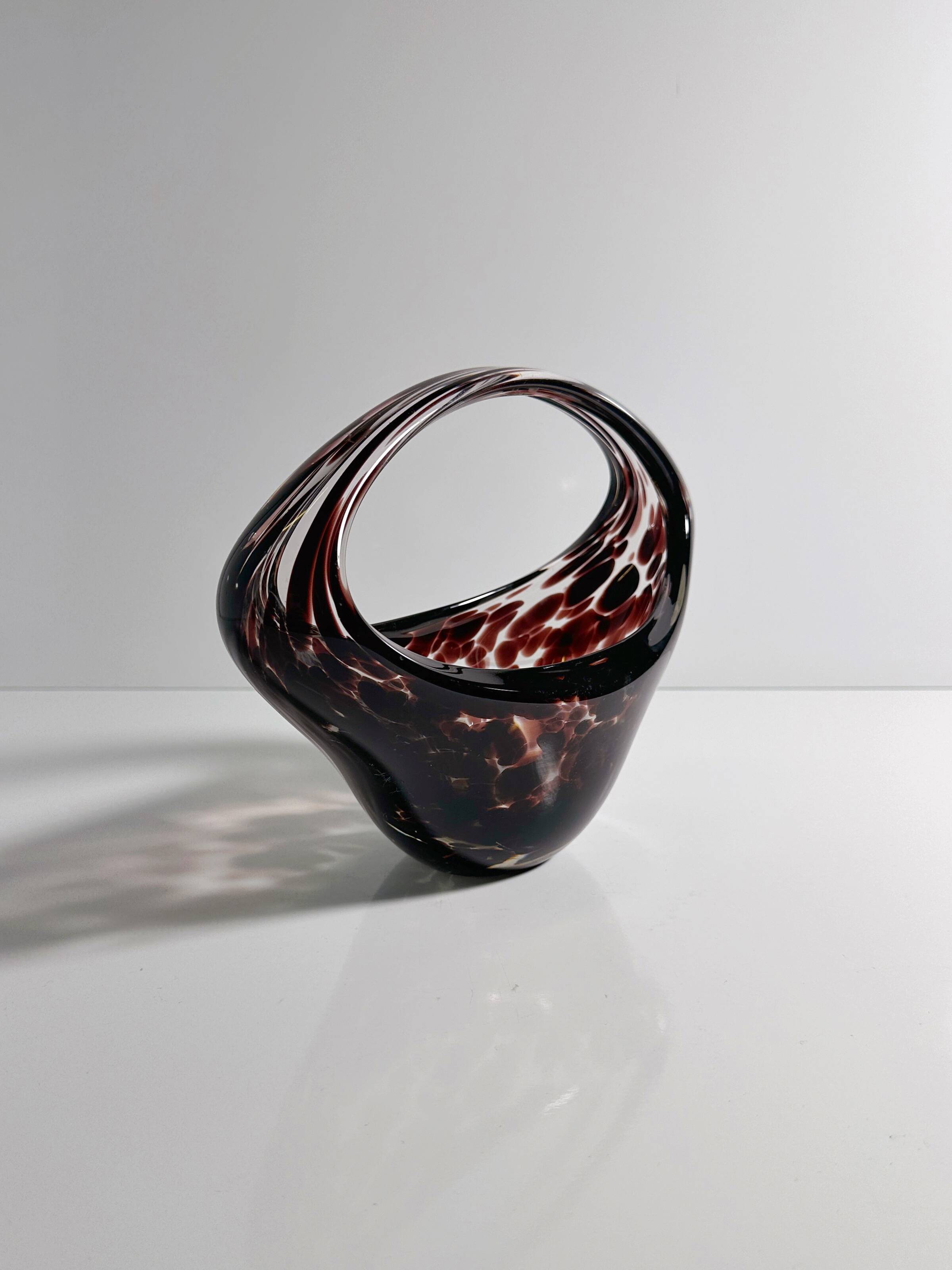 Murano Tortoise Glass Handle Bowl - 1970s